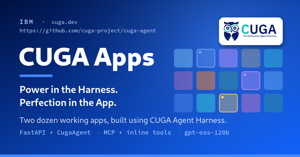Build real agentic apps using CUGA: two dozen working examples on a lightweight harness
